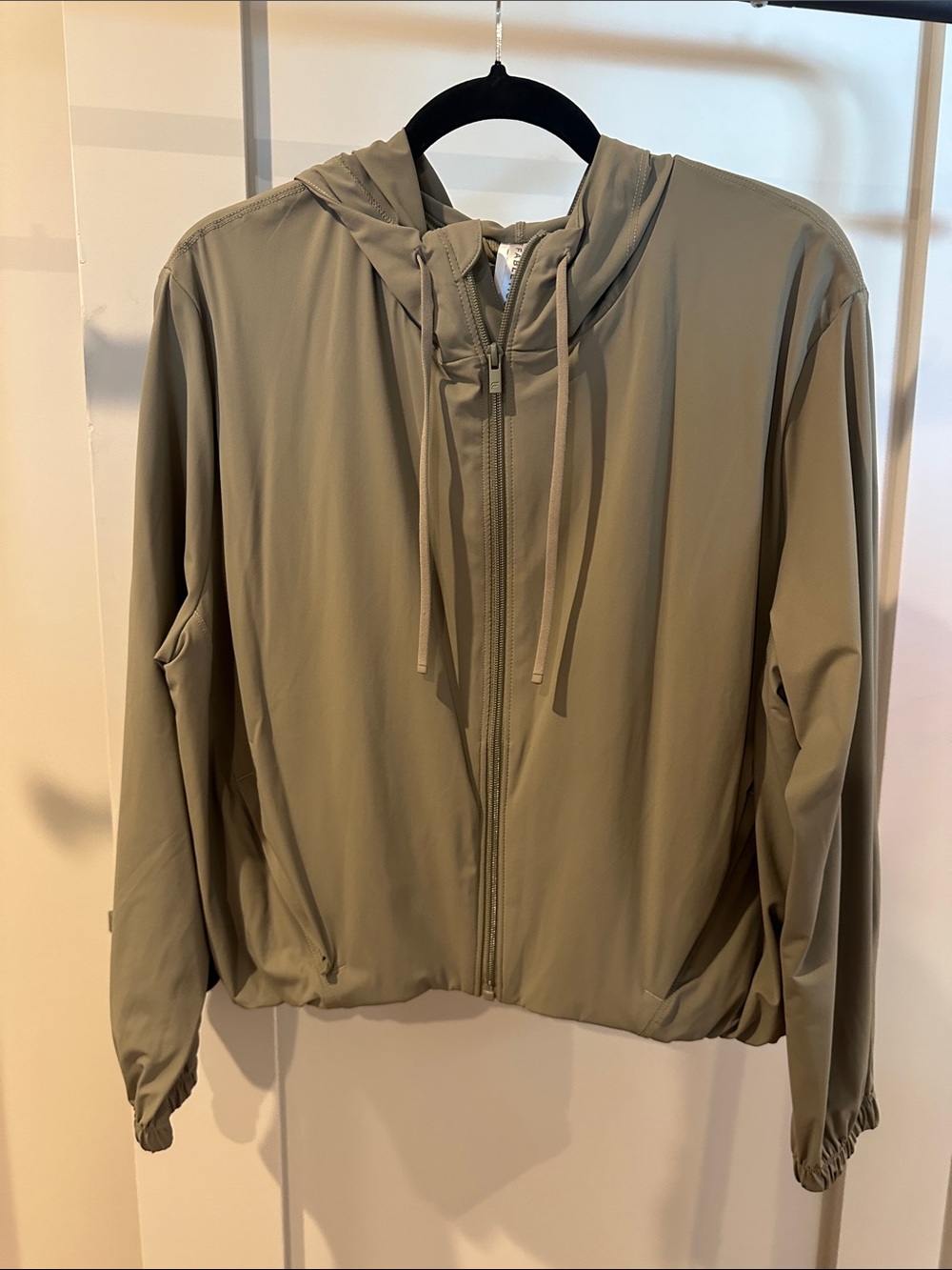 Fabletics Sage Green Hooded Bomber Jacket